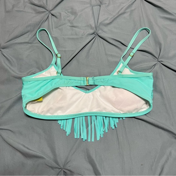 Gianni Bini Estilo Fringe Turquoise String Bikini Top L - Picture 9 of 9